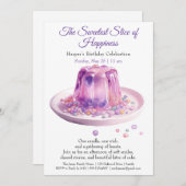 パープルエレガントウォーターカラーケーキ誕生日招待状 招待状 (正面/裏面)