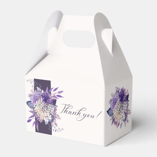 パープルエレガントウォーターカラーサンキュー結婚式の引き出物 フェイバーボックス (裏面サイド)