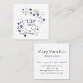 パープルエレガントウォーターカラーフラワーズバケーションレンタル スクエア名刺 (正面/裏面)