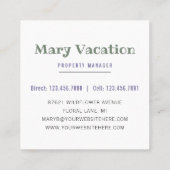 パープルエレガントウォーターカラーフラワーズバケーションレンタル スクエア名刺 (裏面)