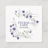 パープルエレガントウォーターカラーフラワーズバケーションレンタル スクエア名刺 (正面)