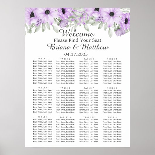 パープルエレガントウォーター色のフローラ結婚ズ ポスター (正面)