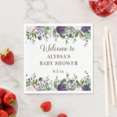 パープルエレガントウォーター色フローラガールベビーシャワー スタンダードランチョンナプキン (インサイチュ)