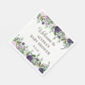 パープルエレガントウォーター色フローラガールベビーシャワー スタンダードランチョンナプキン (角)