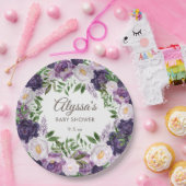 パープルエレガントウォーター色フローラガールベビーシャワー ペーパープレート (パーティー)