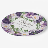 パープルエレガントウォーター色フローラガールベビーシャワー ペーパープレート (アングル)