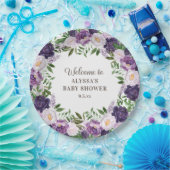 パープルエレガントウォーター色フローラガールベビーシャワー ペーパープレート (パーティー)