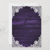 パープルエレガントウッドレースハートひまわり結婚の セーブザデート (裏面)