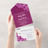 パープルエレガントオーキッドフラワーボホフローラズ結婚 オールインワン招待状 (貼ってはがせる)