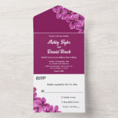 パープルエレガントオーキッドフラワーボホフローラズ結婚 オールインワン招待状 (内側)