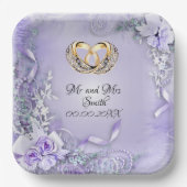 パープルエレガントカスタマイズ結婚可能 ペーパープレート (正面)