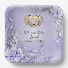 パープルエレガントカスタマイズ結婚可能 ペーパープレート