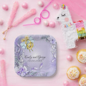 パープルエレガントカスタマイ結婚ズ/婚約 ペーパープレート (パーティー)