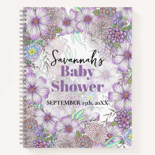 パープルエレガントガーデンフラワーズベビーイン開花 ノートブック (正面)