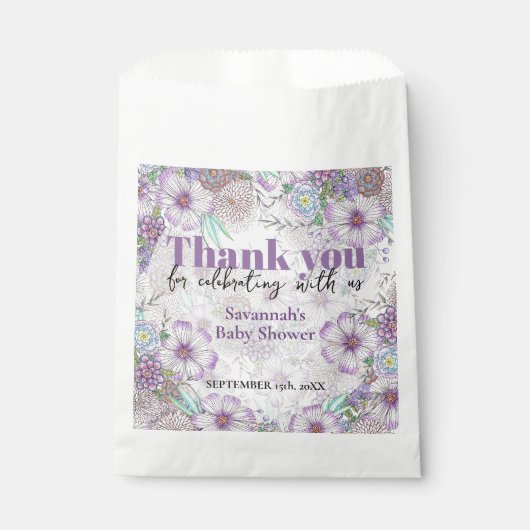 パープルエレガントガーデンフラワーズベビーイン開花 フェイバーバッグ (正面)