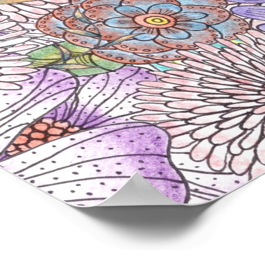 パープルエレガントガーデンフラワーズベビーイン開花 ポスター (角)