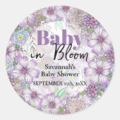 パープルエレガントガーデンフラワーズベビーイン開花 ラウンドシール (正面)