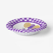 パープルエレガントギンガム&バルーン1st誕生日 ペーパーボウル (傾斜あり)