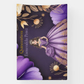 パープルエレガントクインセアニラガールアートウェルカム 横断幕 (縦)