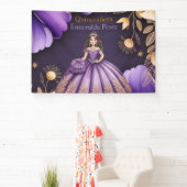 パープルエレガントクインセアニラガールアートウェルカム 横断幕 (インサイチュ)