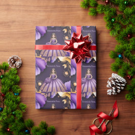 パープルエレガントクインセアニラガールアート ラッピングペーパー