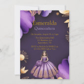 パープルエレガントクインセアニラガールアート 招待状 (正面)