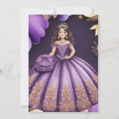 パープルエレガントクインセアニラガールアート 招待状 (裏面)