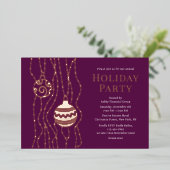 パープルエレガントクリスマスパーティー企業のホリデイ 箔招待状 (立ち正面)