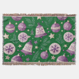 パープルエレガントクリスマスベルブランケット スローブランケット