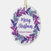 パープルエレガントクリスマスリース セラミックオーナメント (右)