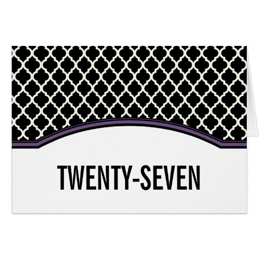 パープルエレガントクローバーテーブル番号カード (正面横)