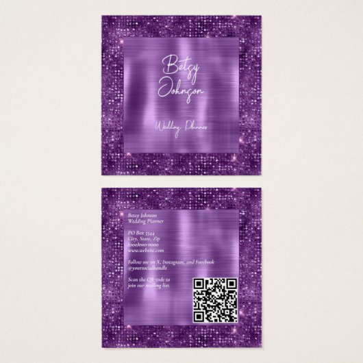 パープルエレガントグリッターとパープルブラシ仕上げメタル (正面&裏面)