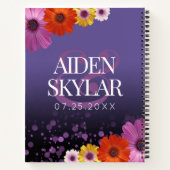 パープルエレガントグリッターの結婚デイジー ノートブック (裏面)