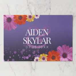 パープルエレガントグリッターの結婚デイジー ペーパーパッド