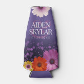 パープルエレガントグリッターの結婚デイジー ボトルクーラー (正面)