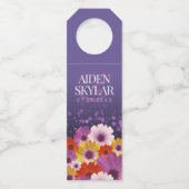 パープルエレガントグリッターの結婚デイジー ボトルネックタグ (正面)