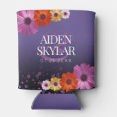 パープルエレガントグリッターの結婚デイジー 缶クーラー (裏面)