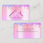 パープルエレガントグリッタードリップルーフ実在エテート 名刺 (正面/裏面)