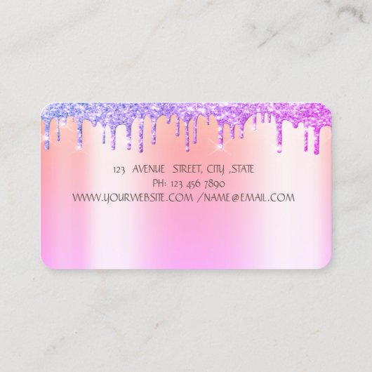 パープルエレガントグリッタードリップルーフ実在エテート 名刺 (裏面)