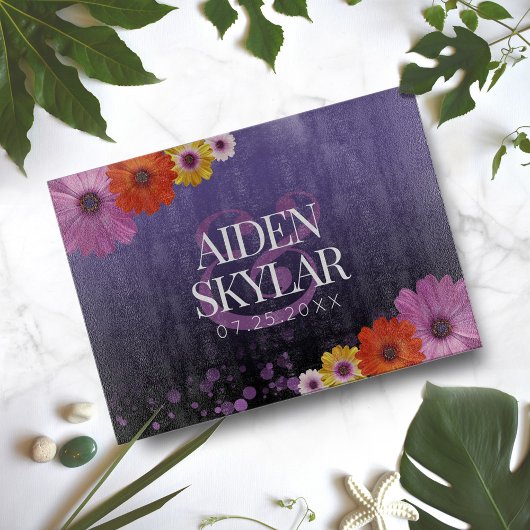 パープルエレガントグリッターニューリュウズのデイジー カッティングボード