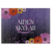 パープルエレガントグリッターニューリュウズのデイジー カッティングボード (正面)