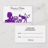 パープルエレガントグリッターフローラ 予約カード (正面/裏面)