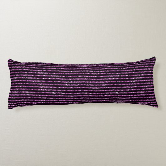 パープルエレガントグリッターブラックストライプチックパターン ボディピロー (裏面)