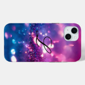 パープルエレガントグリッターモノグラム Case-Mate iPhoneケース (裏面 (横))