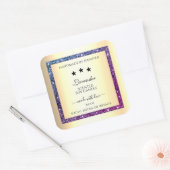 パープルエレガントグリッター製品ラベル付き金ゴールド スクエアシール (封筒)