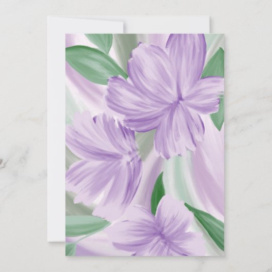 パープルエレガントグリーンシルバーフローラ結婚グリッター 招待状 (裏面)