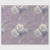 パープルエレガントグレイフローラとパール ラッピングペーパー (フラット)