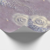 パープルエレガントグレイフローラとパール ラッピングペーパー (角)