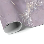 パープルエレガントグレイフローラとパール ラッピングペーパー (ロールコーナー)