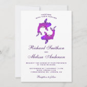 パープルエレガントコイフィッシュ結婚式招待状 招待状 (正面)